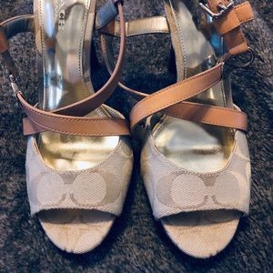 Coach Gold Heels Size 6